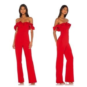 Likely Red Off The Should Jumpsuit